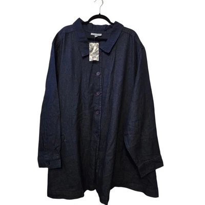 Woman Within NUEVA Chaqueta de Jean Denim para Mujer 5X Bolsillos Lavados Oscuros Tareas Abrigo de Granero Foto 1 de 4