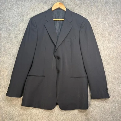 Armani Collezioni Blazer Jacket Mens Size 52R Black Wool Blend Stretch Designer - Image 1 of 4