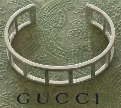 Gucci Open Square Cuff  Bracelet Sterling Silver 925    Made in Italy - Image 1 of 4