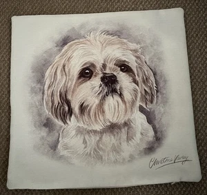 Evans Lichfield - Shih Tzu Cushion Cover by Christine Varley Tartan on reverse - Picture 1 of 4