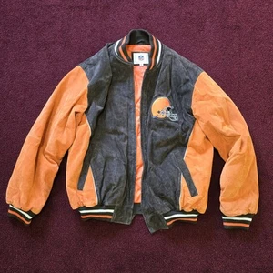 Vintage Cleveland Browns Suede Leather Jacket Men's L Bomber Varsity Embroidered - Picture 1 of 10