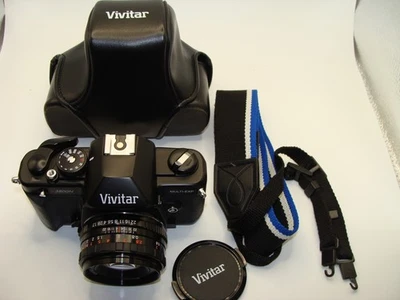 Vivitar V3800N 35mm Film camera with 50mm F 1.7 Lens - Vivitar Case - Works - Image 1 of 4