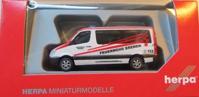 Herpa 090780 H0 MB Sprinter Pompier Bremen Neuf Emballage D'Origine - Photo 1/2