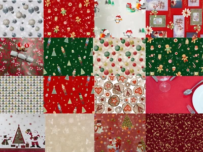 Christmas PVC Vinyl Tablecloth, Wipe Clean Table Cloth, Festive Table Cover - Image 1 of 4