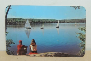 Sailing on Blue Waters Postcard Unused Lake Michigan Sailboats - Picture 1 of 2
