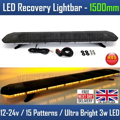 12/24v 5ft LED Beacon Bar Light Amber Recovery Warning Strobe 150cm 1500mm 1.5m - Image 1 of 4
