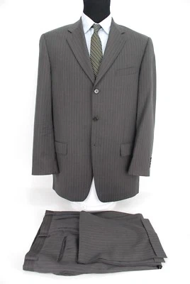 Traje de Hombre Joseph Abboud 3Btn Marrón Rayas 100% Lana Hecho en EE. UU. 42L Foto 1 de 4