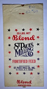 X LARGE Vintage Paper Sack Bag - ST PAULS MILLING FORTIFIED FEED, ST PAULS NC 83 - Picture 1 of 1