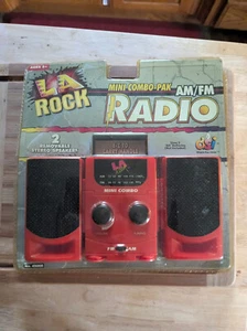 DSI 45009 Red LA Rock Radio AM/FM Radio W/ 2 Removable Speakers Mini Combo-Pak - Picture 1 of 6