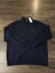 Polo Ralph Lauren Estate maglione a costine quarto zip XL NUOVO CON ETICHETTE blu navy $125 - Foto 1 di 4