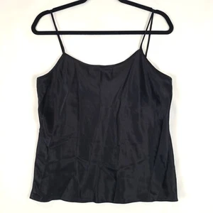 Dana Buchman 100% Silk Camisole Womens Medium Black Cami Top Satin Relaxed Fit - Picture 1 of 7