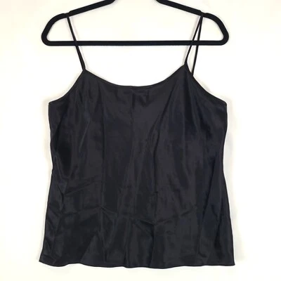Camisola Dana Buchman 100 % seda para mujer mediana negra cami top satinado calce relajado Foto 1 de 4