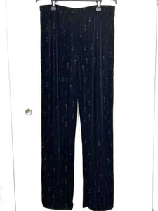 Coldwater Creek Pants Size Large Black & Periwinkle Slinky Easy Care Knit - Picture 1 of 3