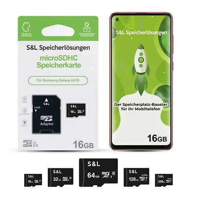 microSD Speicherkarte Memory für Samsung Galaxy A21S 16GB 32GB 64GB 128GB 256GB - Bild 1 von 4