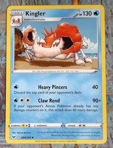 KINGLER 044/202 Uncommon Swords & Shields 2020 Stage 1 Pokémon - Picture 1 of 4