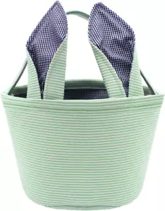 Easter Baskets Easter Bunny Ears Bags - Easter Egg Bunny Bucket for Kids (Green) - Picture 1 of 12