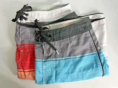 Rip Curl Surf Mens Board Shorts Color Block Striped Pocket (2) - Image 1 of 4