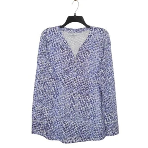 Relativity Tunika Oberteil Damen L blau weiß Baumwolle Viskose Henley Langarm Freizeit - Bild 1 von 12