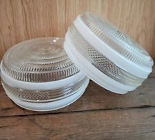 Vintage Glass Ceiling Light Fixture Shade Pair 8" Round 