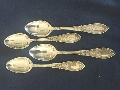 GORHAM Whiting Arabesque Sterling Matching Set 4 Spoons 6” Inch's Each w/h Mono - Image 1 of 3