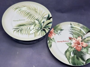 TOMMY BAHAMA Salad Snack Plates Hawaiian Palm Trees Replacements Set Of 2 - Picture 1 of 4