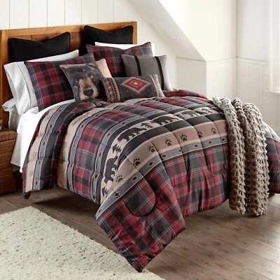 Donna Sharp Canoe Trip Comforter 3- Pc Set Southwestern Lodge Cozy Cabin Bear - Image 1 of 4