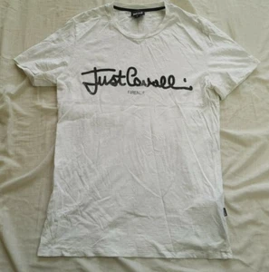Just Cavalli Men's White Signature Logo T-Shirt Size Medium Good Used Condition - Picture 1 of 6