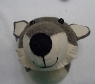 RARO Hecho a Mano LANA DE COLECCIÓN Fiona Walker Inglaterra Fieltro Animal Cabeza LOBO Orgánico Foto 1 de 4