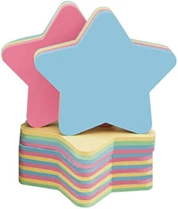 Pack of 1-12, 100 Sheets/Pad Star Shape Sticky Notes, Memo Pads, Multi-colored - Picture 1 of 8