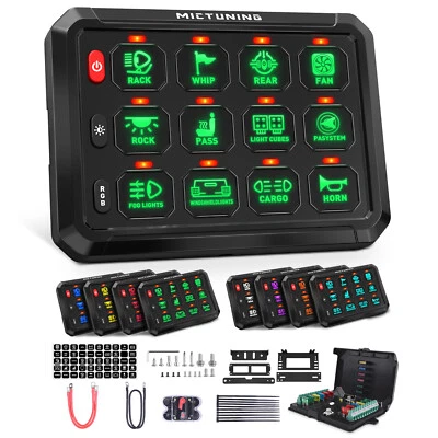RGB 12 Gang Switch Panel ON/OFF LED Light Bar Electronic Relay System Marine Boa - Изображение 1 из 4