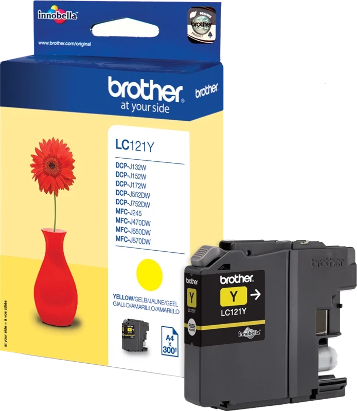 Brother LC121Y encre Jaune, cartouche d'encre authentique - (TVA incluse) - Photo 1/1