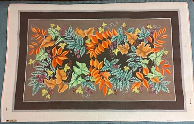 V LARGE Amanda Lawford Hand-Painted Needlepoint Canvas FALL FOLIAGE RUG & FIBERS - Image 1 of 4