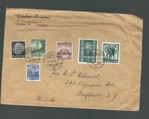 A-1245**ÖSTERREICH 1958 GEMISCHTER FRANKATURBRIEF*WIEN TO BUFFALO, NEW YORK - Bild 1 von 2