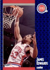 1991-92 Fleer James Edwards . Detroit Pistons #60