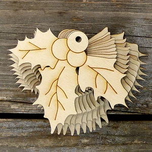 10x Wooden Holly Leaves & Berries Craft Shapes 3mm Plywood Christmas Decoration - Picture 1 of 4