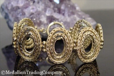 14K Yellow Gold 28mm Chunky Wide Foxtail Wheat Wreath Bracelet 7.5" 28 Gram Lot - Image 1 of 4