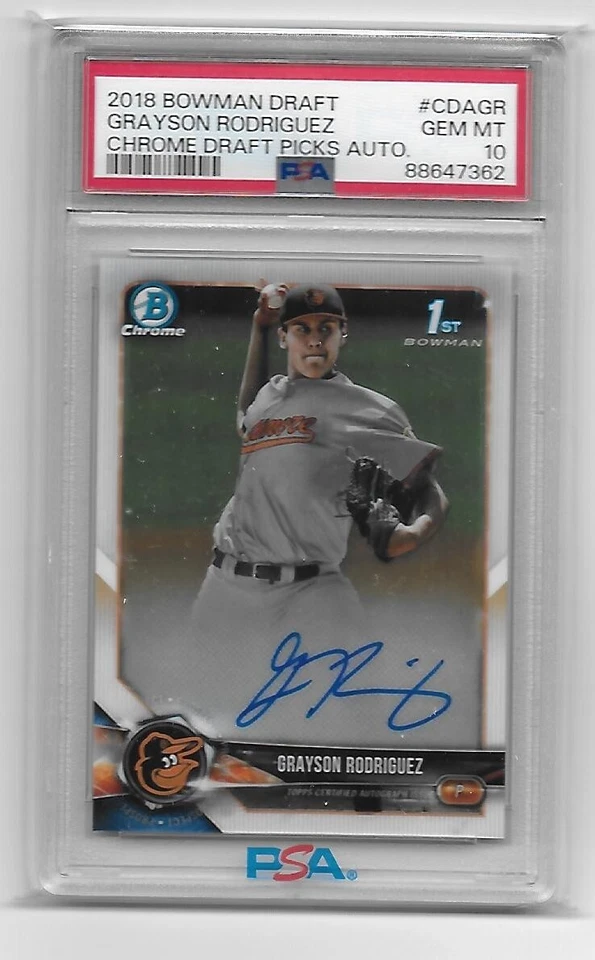 Grayson Rodriguez 2018 Bowman Chrome BASE Auto PSA 10 Gem Mint - Image 1 of 1