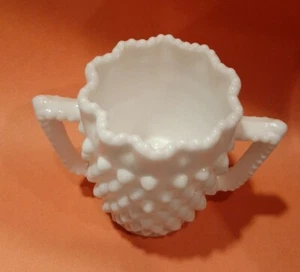 Fenton Art Deco Hobnail Milk Glass Toothpick Holder Double Handles , 3" x 2" - Picture 1 of 8