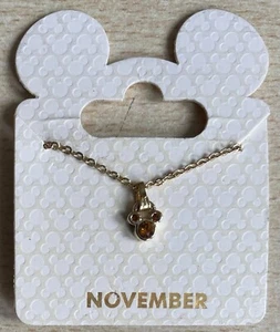 Disney Parks Goldtone Birthstone Collar Mickey Mouse - Noviembre Topacio Citrino - Imagen 1 de 1