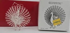 Vintage Silvestri handgesponnene Glasfigur Ornament Pfau mit Box (#2) - Bild 1 von 9