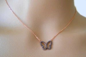 Schmetterling Collier 9 Karat Gold rosévergoldet + hellen Kristallen MAV-B-3 Box - Bild 1 von 5