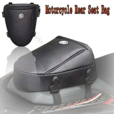Motorcycle Rear Seat Bag Waterproof Motorcycle Tail Bag with Raincover Black - Image 1 of 4