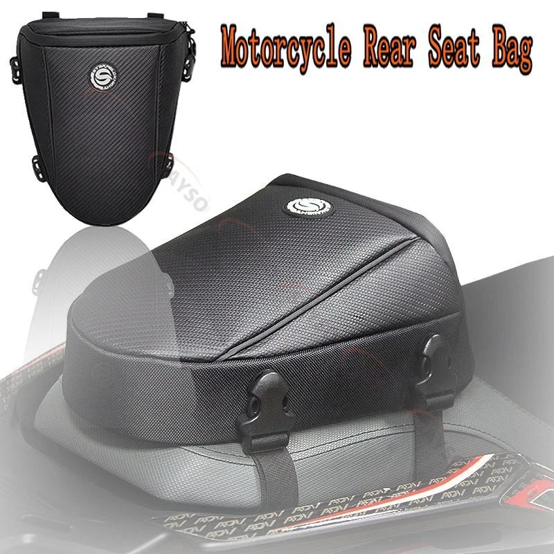 Bolsa de asiento trasero de motocicleta impermeable bolsa trasera de motocicleta con cubierta de lluvia negra Foto 1 de 4