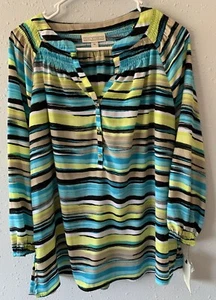 Dana Buchman Bright Colored Striped Women’s Blouse XL NWT - Picture 1 of 8