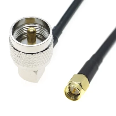 SMA male To UHF male PL259 Right Angle RA connector lot RF Coaxial Cable RG58 - Image 1 of 2