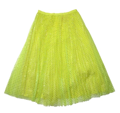 NWT J.Crew Tulle A-line Midi in Lemon Blue Metallic Glitter Dot Pleated Skirt 8 - Image 1 of 4