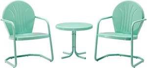Griffith 3-Piece Outdoor Chair and Side Table Set, Retro Metal Bistro Patio Sets - Picture 1 of 10