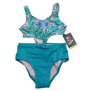 Art Class Girls' Medium (8) Floral Printed Tropical Twist Front Swimsuit - Picture 1 of 5