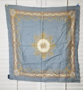 Splendida rara sciarpa Ralph Lauren made in Japan 100% cotone 34" grigio/avorio come nuova - Foto 1 di 7