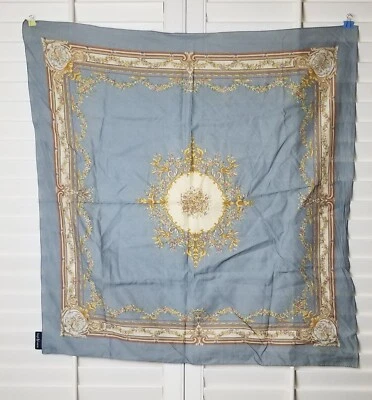 Gorgeous Rare Ralph Lauren Scarf Made in Japan 100% Cotton 34" Gray/ Ivory MINT  - Image 1 of 4